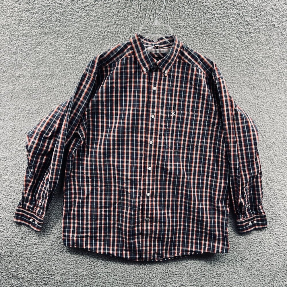 Ariat Pro Series Mens Western‎ Shirt Extra Large Black Red Plaid Button Front